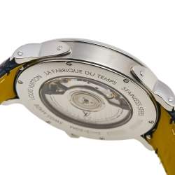 Louis Vuitton Blue Stainless Steel Alligator Escale Timezone Q5D22 Men's Wristwatch 41 mm