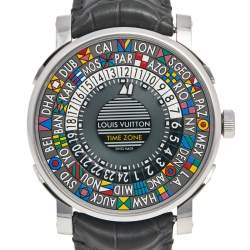 Louis Vuitton Multicolor Stainless Steel Alligator Escale Timezone Q5D20 Men's Wristwatch 39 mm