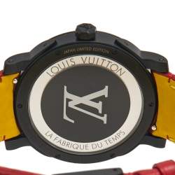 Louis Vuitton Multicolor Black PVD Coated Stainless Steel Alligator Escale Time Zone Q5D23 Limited Edition Men's Wristwatch 39 mm