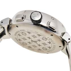 Louis Vuitton Grey Stainless Steel Rubber Tambour Voyagez II Q102C Men's Wristwatch 44 mm
