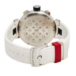 Louis Vuitton Grey Stainless Steel Rubber Tambour Voyagez II Q102C Men's Wristwatch 44 mm
