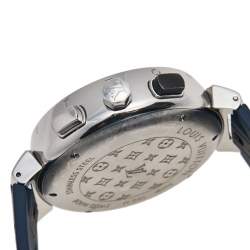 Louis Vuitton Blue Stainless Steel Tambour Regatta Q102D Men's Wristwatch 44 mm