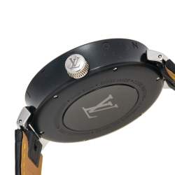 Louis Vuitton Grey PVD Coated Stainless Steel Alligator Moon Dual Time QA097 Men's Wristwatch 44 mm