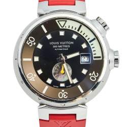 Louis Vuitton Multicolor Stainless Steel Rubber Diving Tambour Q1031 Men's Wristwatch 44 mm 