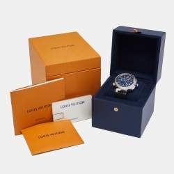 Louis Vuitton Blue Stainless Steel Rubber Tambour Regatta Q102D Men's Wristwatch 44MM
