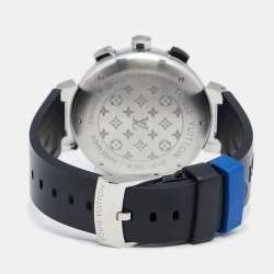 Louis Vuitton Blue Stainless Steel Rubber Tambour Regatta Q102D Men's Wristwatch 44MM