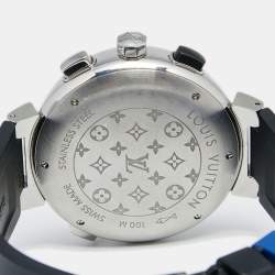 Louis Vuitton Blue Stainless Steel Rubber Tambour Regatta Q102D Men's Wristwatch 44MM