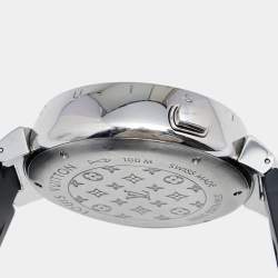 Louis Vuitton Blue Stainless Steel Rubber Tambour Regatta Q102D Men's Wristwatch 44MM