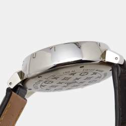 Louis Vuitton Brown Stainless Steel Alligator Tambour GMT Q1131 Men's Wristwatch 39 mm