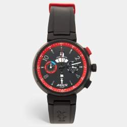 Louis Vuitton Black Stainless Steel Rubber Tambour 'America's Cup' Limited Edition Q102H Men's Wristwatch 44 mm