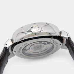 Louis Vuitton Brown Stainless Steel Alligator Tambour Q10A1 Automatic Men's Wristwatch 45 mm