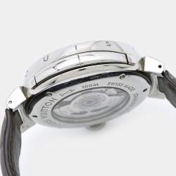 Louis Vuitton Brown Stainless Steel Alligator Tambour Q10A1 Automatic Men's Wristwatch 45 mm