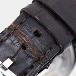 Louis Vuitton Brown Stainless Steel Alligator Tambour Q10A1 Automatic Men's Wristwatch 45 mm