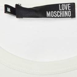 Pre Owned Love Moschino Ivory Math Scribble Print Cotton Crew Neck T-Shirt M