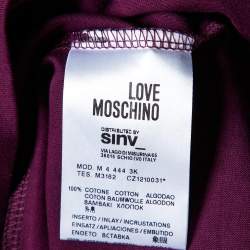 Pre Owned Love Moschino Plum Trompe L'oeil Print Cotton Crew Neck T-Shirt M