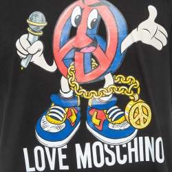 Love Moschino Black Printed Cotton T-Shirt L