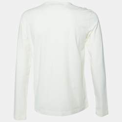 Pre Owned Love Moschino Ivory Printed Cotton Long Sleeve T-Shirt L