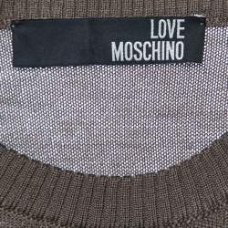 Love Moschino Brown Love Pattern Wool Knit Sweater L