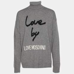Love Moschino Grey Rib Knit Turtle Neck Sweater L