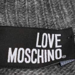Love Moschino Grey Rib Knit Turtle Neck Sweater L
