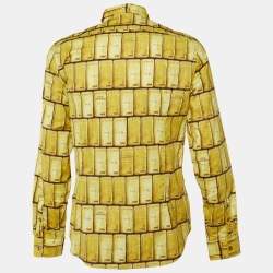 Love Moschino Yellow Gold Bar Print Cotton Long Sleeve Shirt L