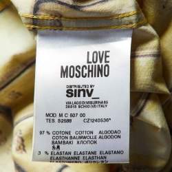 Love Moschino Yellow Gold Bar Print Cotton Long Sleeve Shirt L