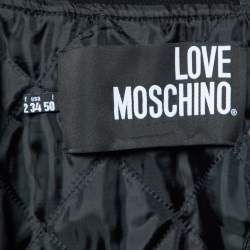 Love Moschino Black Wool Blend Zip Detail Hoodie Jacket L