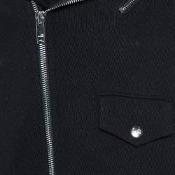 Love Moschino Black Wool Blend Zip Detail Hoodie Jacket L