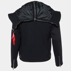 Love Moschino Black Wool Blend Zip Detail Hoodie Jacket L
