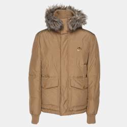 Love Moschino Beige Nylon Wool Puffer Hooded Jacket L