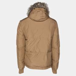 Love Moschino Beige Nylon Wool Puffer Hooded Jacket L