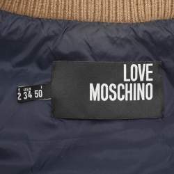 Love Moschino Beige Nylon Wool Puffer Hooded Jacket L