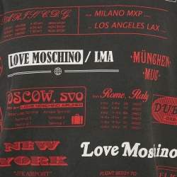 Pre Owned Love Moschino Black Printed Cotton Knit Sweatshirt XL