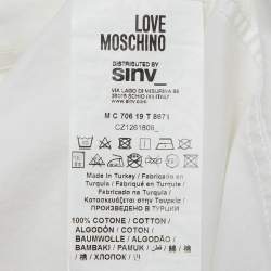 Pre Owned Love Moschino White Flocked Cotton Long Sleeve Shirt XXXL