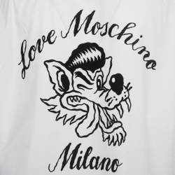 Pre Owned Love Moschino White Flocked Cotton Long Sleeve Shirt XXXL