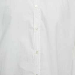 Pre Owned Love Moschino White Flocked Cotton Long Sleeve Shirt XXXL