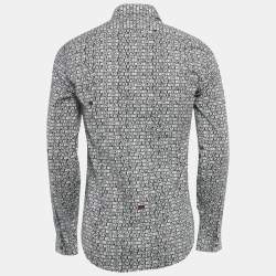 Pre Owned قميص لوف موسكينو قطن شعار أسود بالكامل مقاس وسط (ميديم)