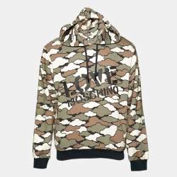 Pre Owned هودي لوف موسكينو قطن بنقشة  التمويه الأخضر مقاس صغير