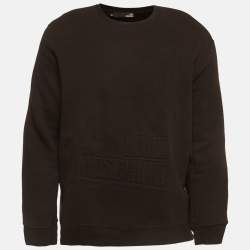 Pre Owned Love Moschino Black Knit Embossed Logo Full Sleeve Sweatshirt XL