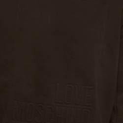 Pre Owned Love Moschino Black Knit Embossed Logo Full Sleeve Sweatshirt XL