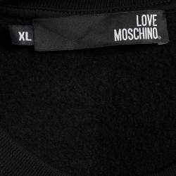Love Moschino Black Knit Embossed Logo Full Sleeve Sweatshirt XL