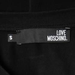 Love Moschino Black Flower Peace Logo Cotton T-Shirt S