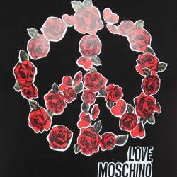 Love Moschino Black Flower Peace Logo Cotton T-Shirt S