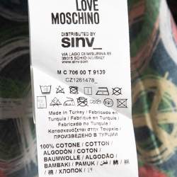 Love Moschino Multicolor Peace Sign Printed Cotton Button Front Shirt M