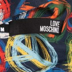 Love Moschino Multicolor Peace Sign Printed Cotton Button Front Shirt M