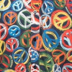Love Moschino Multicolor Peace Sign Printed Cotton Button Front Shirt M