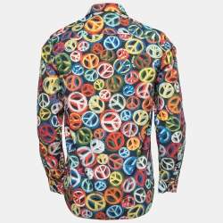 Love Moschino Multicolor Peace Print Cotton Long Sleeve Shirt S