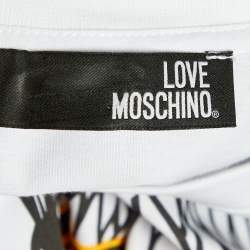 Love Moschino White Printed Cotton Knit Crewneck T-Shirt L