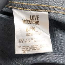 Love Moschino Blue Printed Cotton Full Sleeve Shirt L