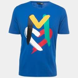 Love Moschino Blue Logo Print Cotton Crew Neck T-Shirt L